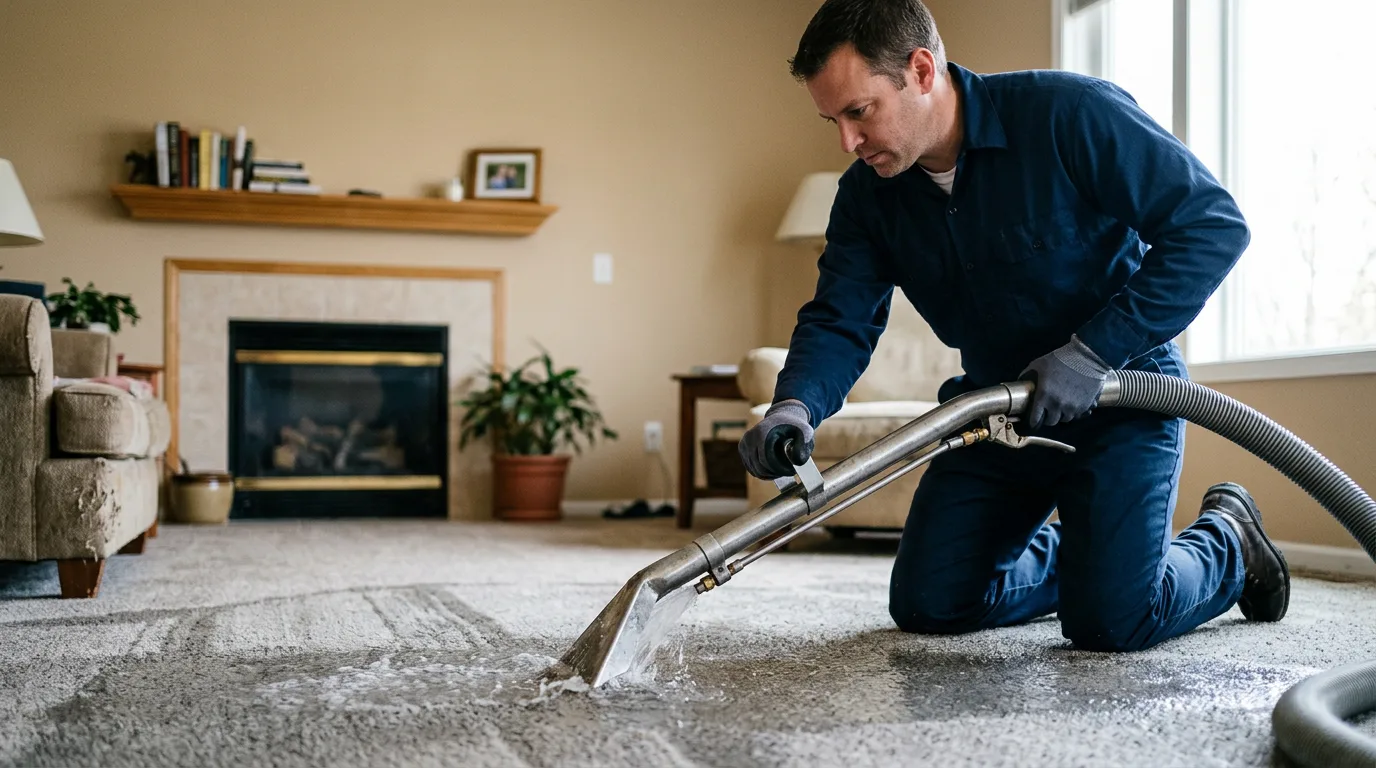 Water damage restoration technician working near Crystal Lake, IA